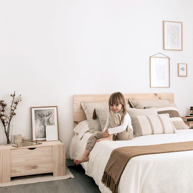 Cabecero barato de lamas de madera para camas de 135 - 150 y 180 cm